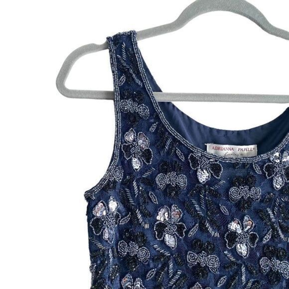 ADRIANNA PAPELL Evening Sequin Beaded‎ Blouse VINTAGE - Picture 3 of 4